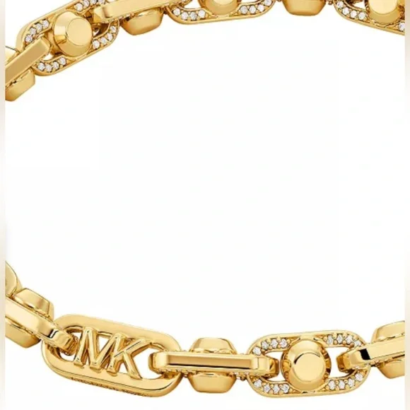 Michael Kors Brass Pavé Astor Link Chain Bracelet - Picture 4 of 7